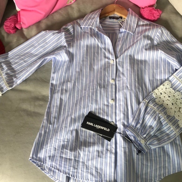 ✅Karl Lagerfield women stripe shirt size XS - Picture 5 of 7